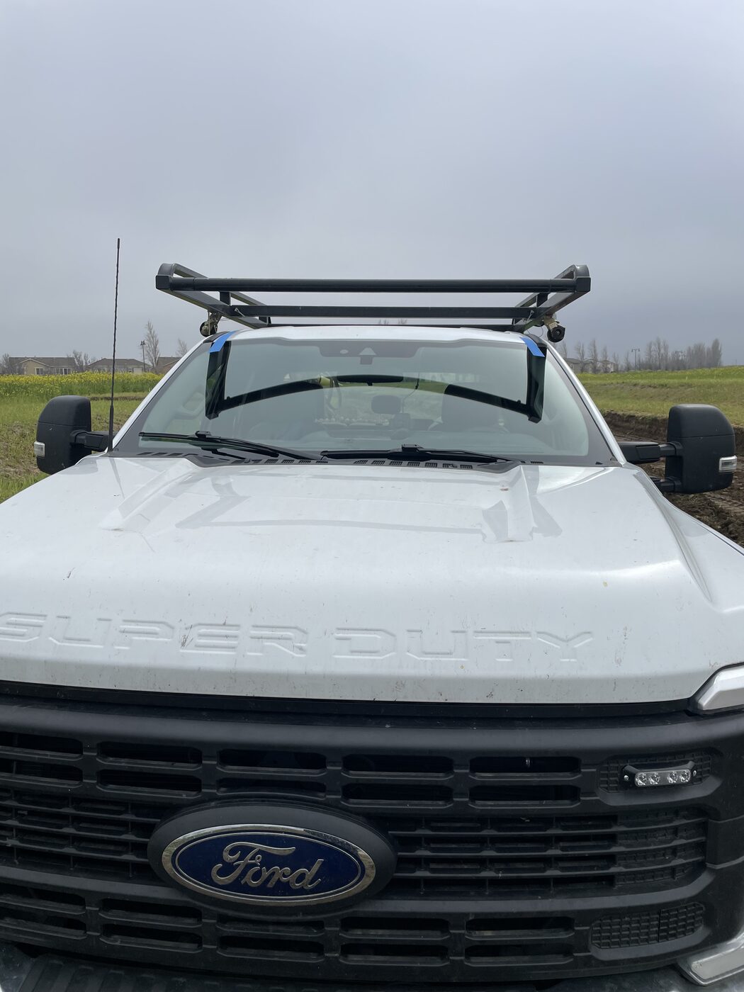 New windshield on a Ford Super Duty work truck